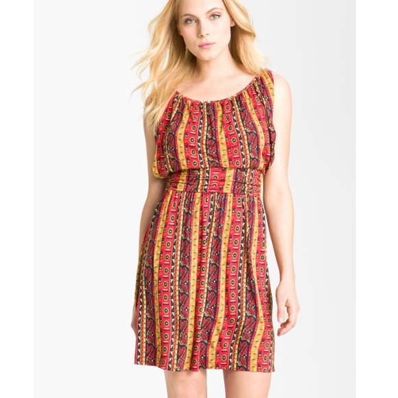 Lucky Brand Summer Nights Jordana Boho Midi Dress Geo Geometric Print Striped - Picture 2 of 9
